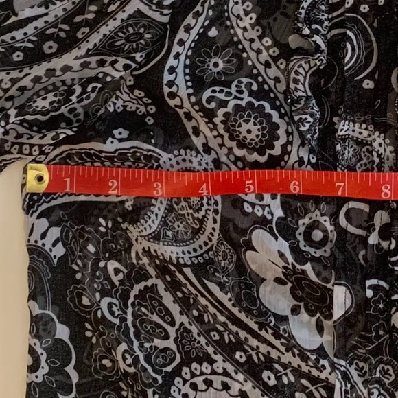 EUC Notations Sheer Long Sleeve Black/White Button Down Blouse Size Small - Picture 7 of 12
